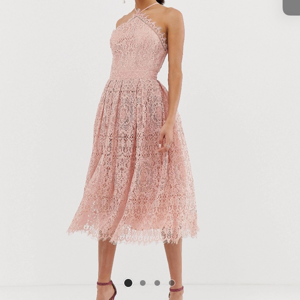 ASOS Lace Baby Pink Midi Dress
